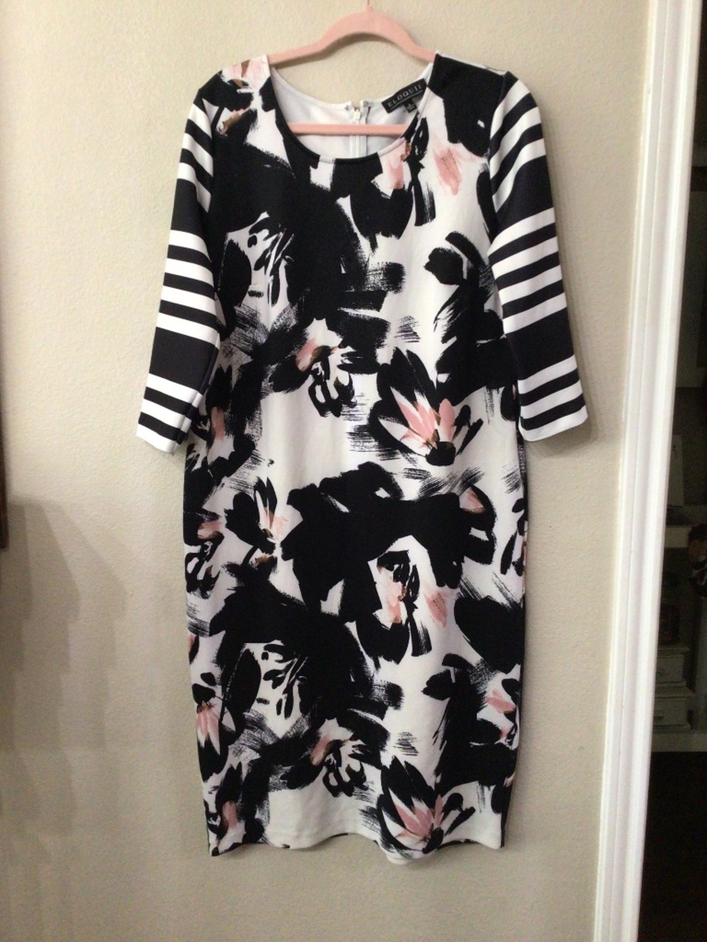Eloquii Black, white and pink dress. Size 16. Excellent shape.